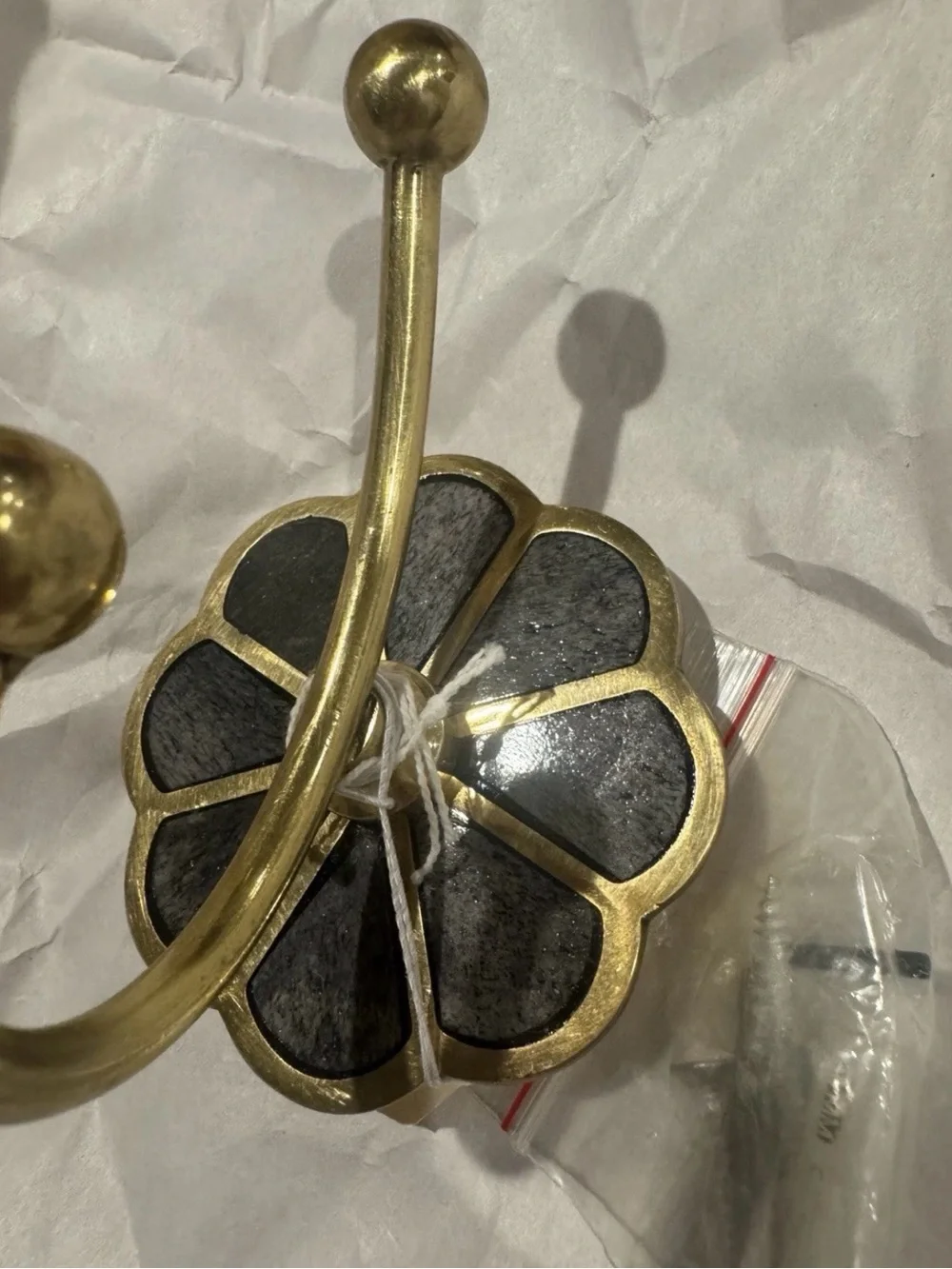 NEW Anthropologie Botanist Bath Hook, Brass & Light Gray